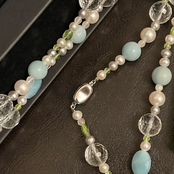 👛 Akoya Cultured Pearl & various stones 33” Necklace - Picture 13 of 16